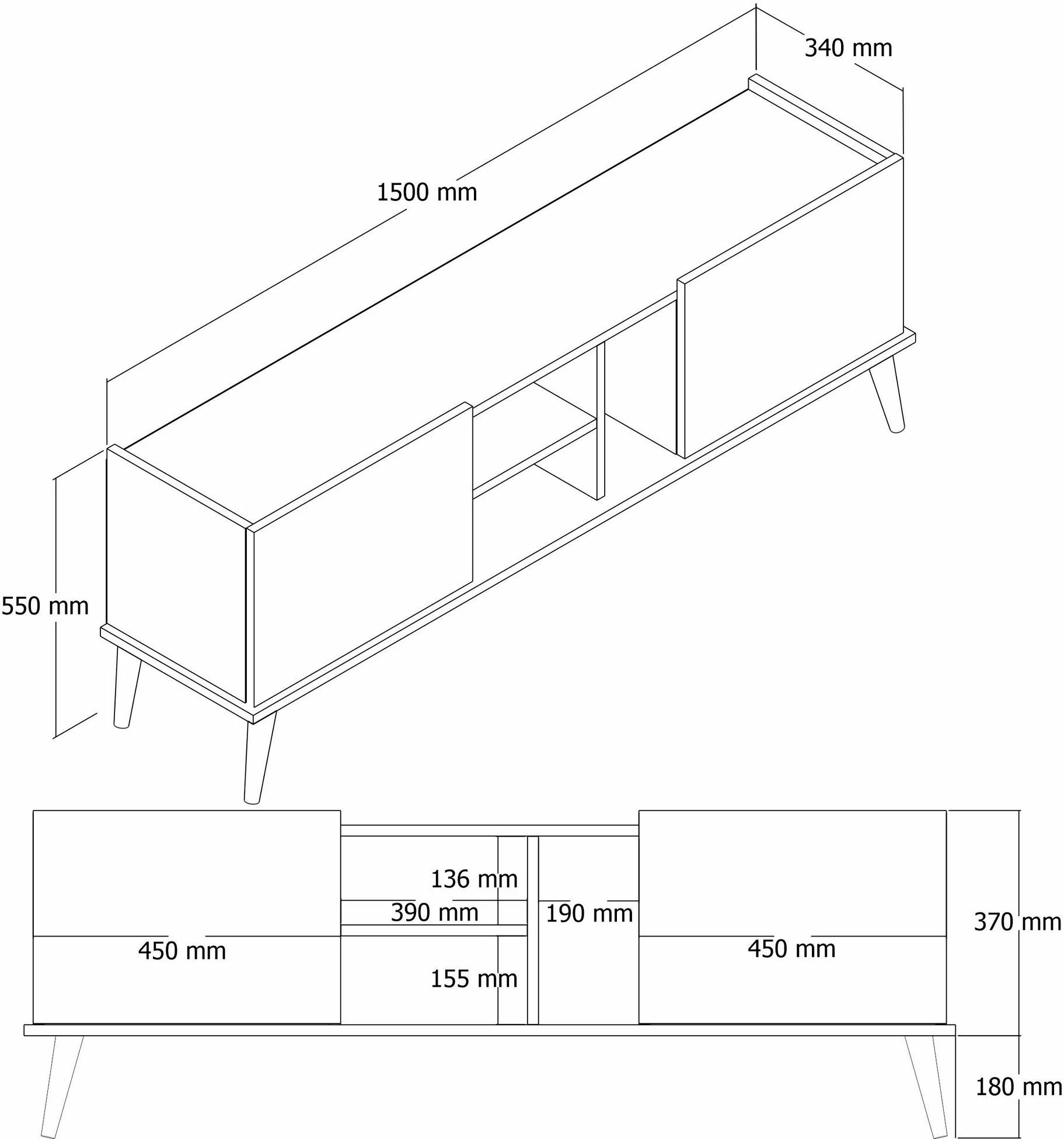 Komodë TV Hanah Home, ngjyrë lisi, Carmen - 1532