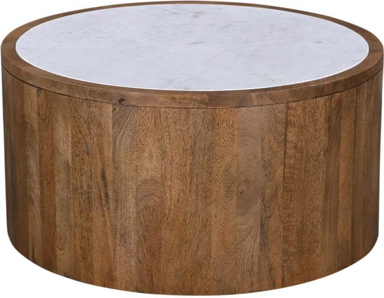 Tavolinë kafeje Abu Dhabi, ngjyrë arre e bardhë, 80x80x45