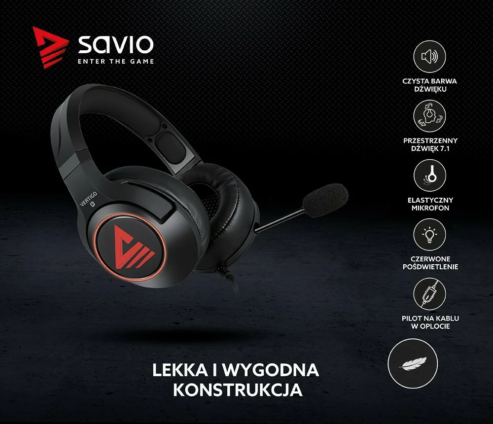 Kufje gaming Savio Vertigo me mikrofon, Surround 7.1, USB, të zeza
