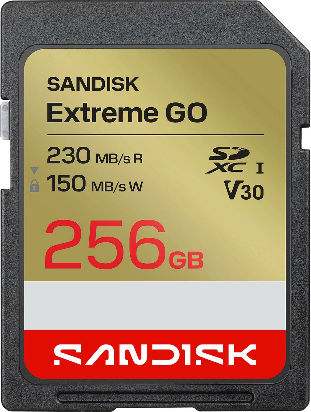 Kartelë memorje SD SanDisk Extreme GO 256GB, SDXC UHS-I U3 V30, 230/150MB/s, ari/kuqe