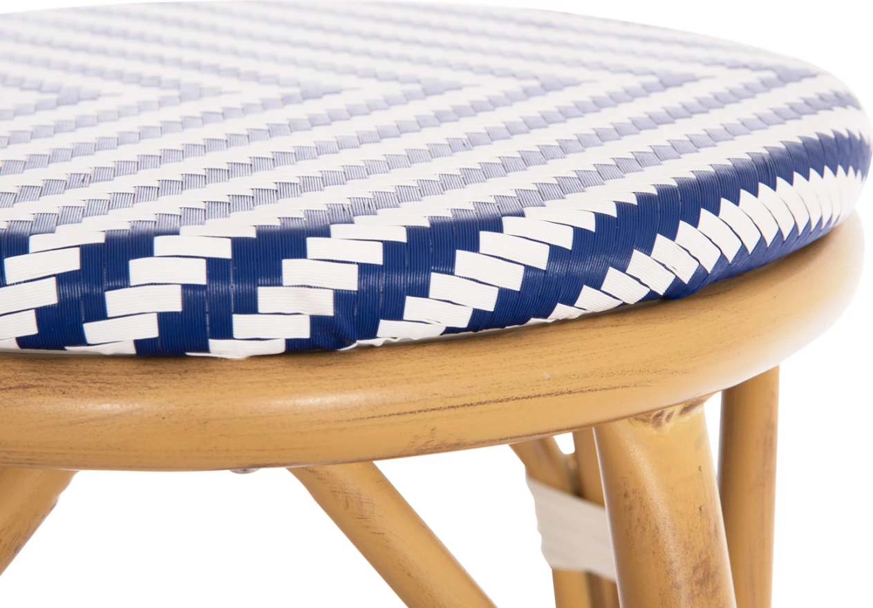 Karrige për bar mesatare alumini CHINO FH6286.05 pamje bambuje & tekstilene blu 43x43x65Hcm