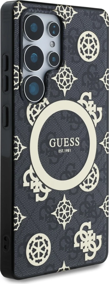 Mbështjellës Guess për Samsung Galaxy S25 Ultra, MagSafe, Peony Pattern, i zi