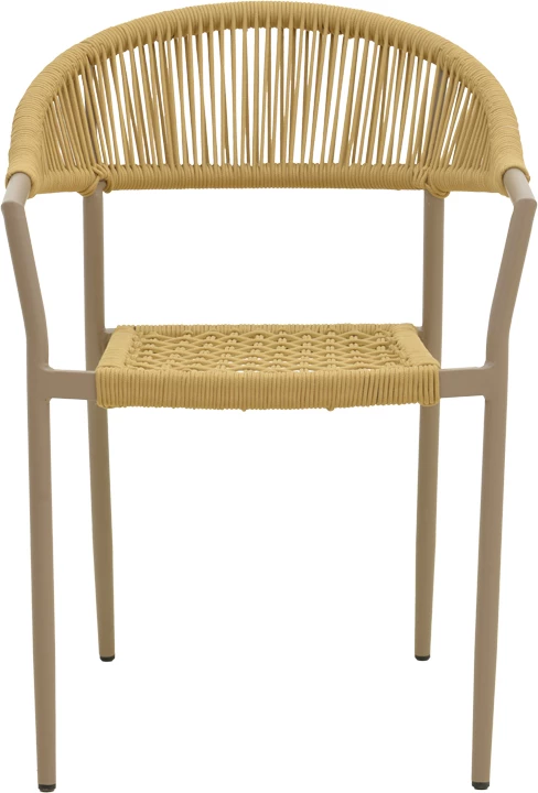 Karrige me krahë e grumbullueshme Ammos, alumin, ngjyrë moka-litar natyral, 57x61x82cm