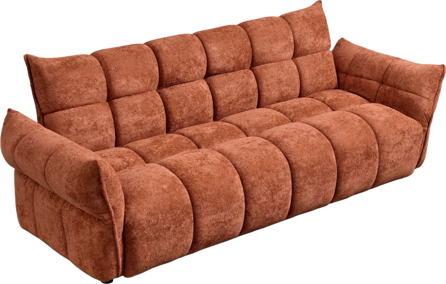 Sofabed MELU, material pëlhurë terrakote, susta xhepi, 240-250x90x85cm