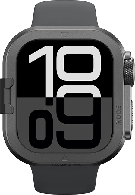 Mbështjellës metalik për Smartwatch, AmazingThing Titan Pro, për Apple Watch 11 46mm, alumin mat, i zi