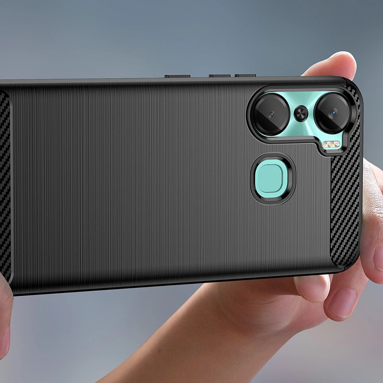 Mbështjellës Hurtel Carbon Case për Infinix Hot 12 Pro, TPU, i zi