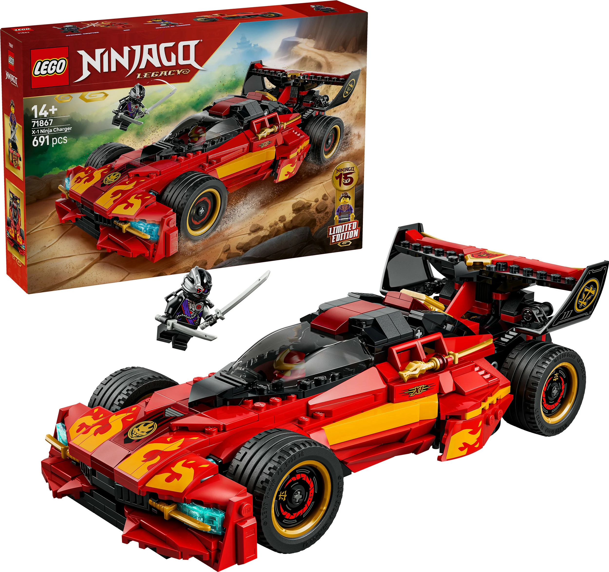 Set ndërtimi LEGO NINJAGO Legacy 71867 X-1 Ninja Supercar (15-vjetori), 691 copë, shumëngjyrësh