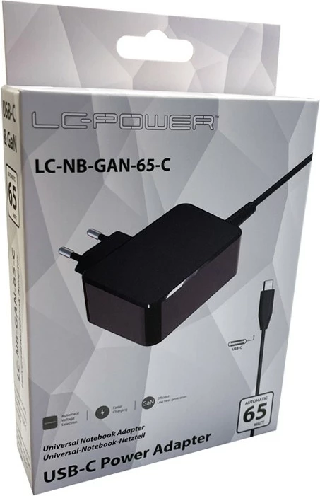 Karikues universal LC-Power LC-NB-GAN-65-C, 65W, USB-C, i zi