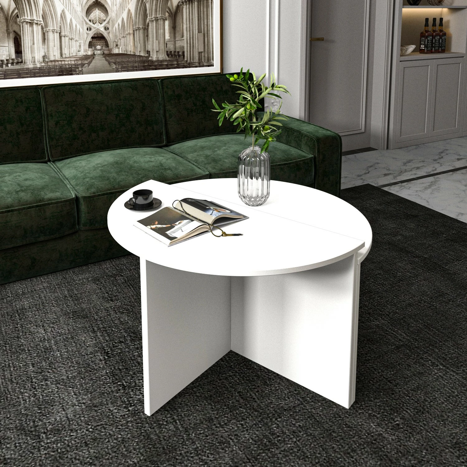 Set tavolinash kafeje Hanah Home, Dolunay, e bardhë