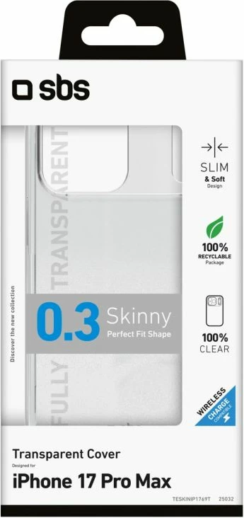Kapak telefoni SBS Skinny Cover për iPhone 17 Pro Max, transparent