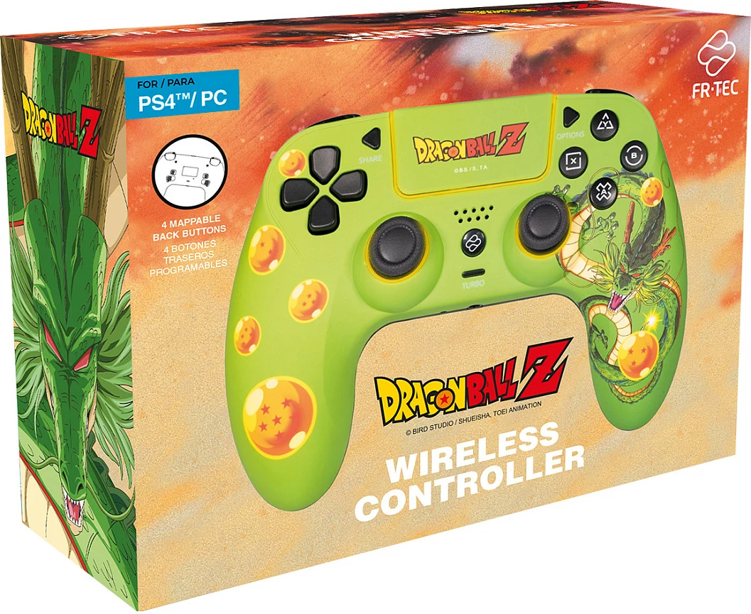 Gamepad Blade Gaming PS4 Dragon Ball Shenron, wireless Bluetooth, për PC/PS4, LED backlight, gjelbër/portokalli 3