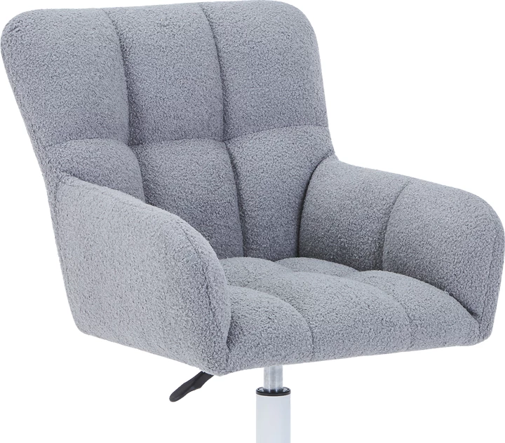 Karrige rrotulluese për zyre, stof teddy ngjyrë hiri, 55x50x76-86cm