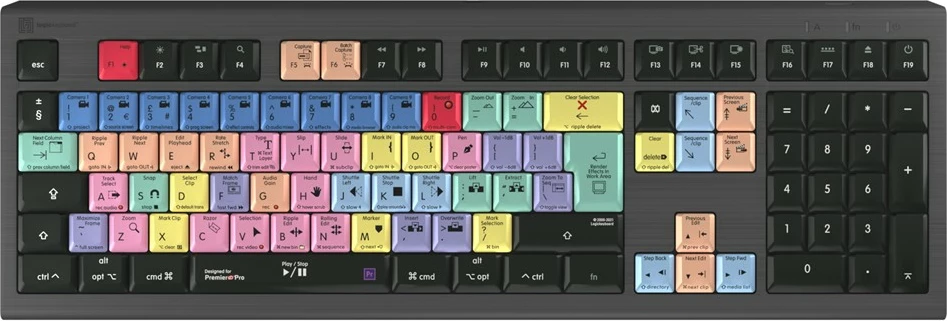 Tastierë LogicKeyboard Astra 2 për Adobe Premiere Pro CC, UK layout, Mac, shumëngjyrëshe