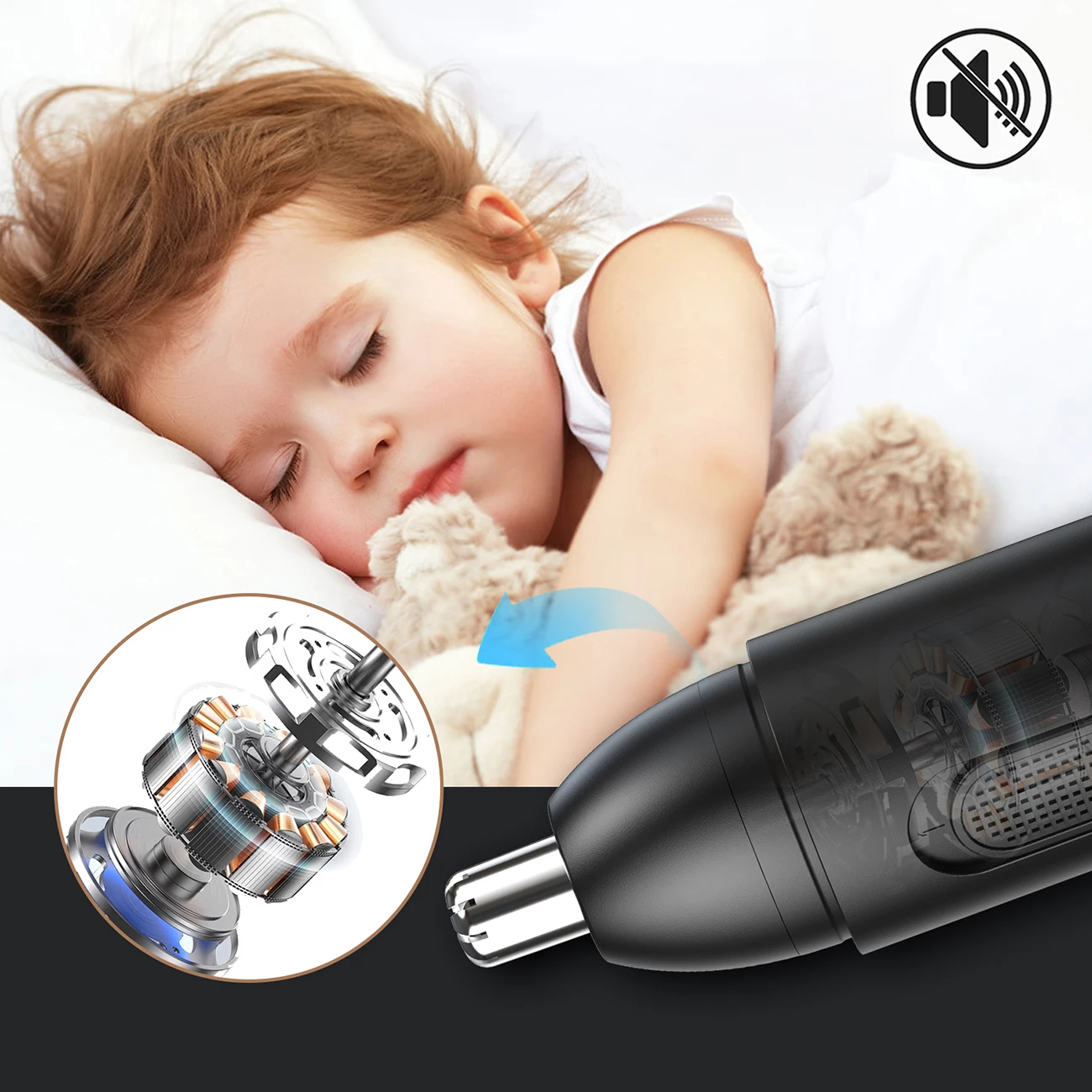 Trimer për hundë, veshë dhe vetulla MAXGROOM GT2220A, karikim USB-C, bateri 120 mAh, 8000 rpm, set me kabllo e kapak, i zi