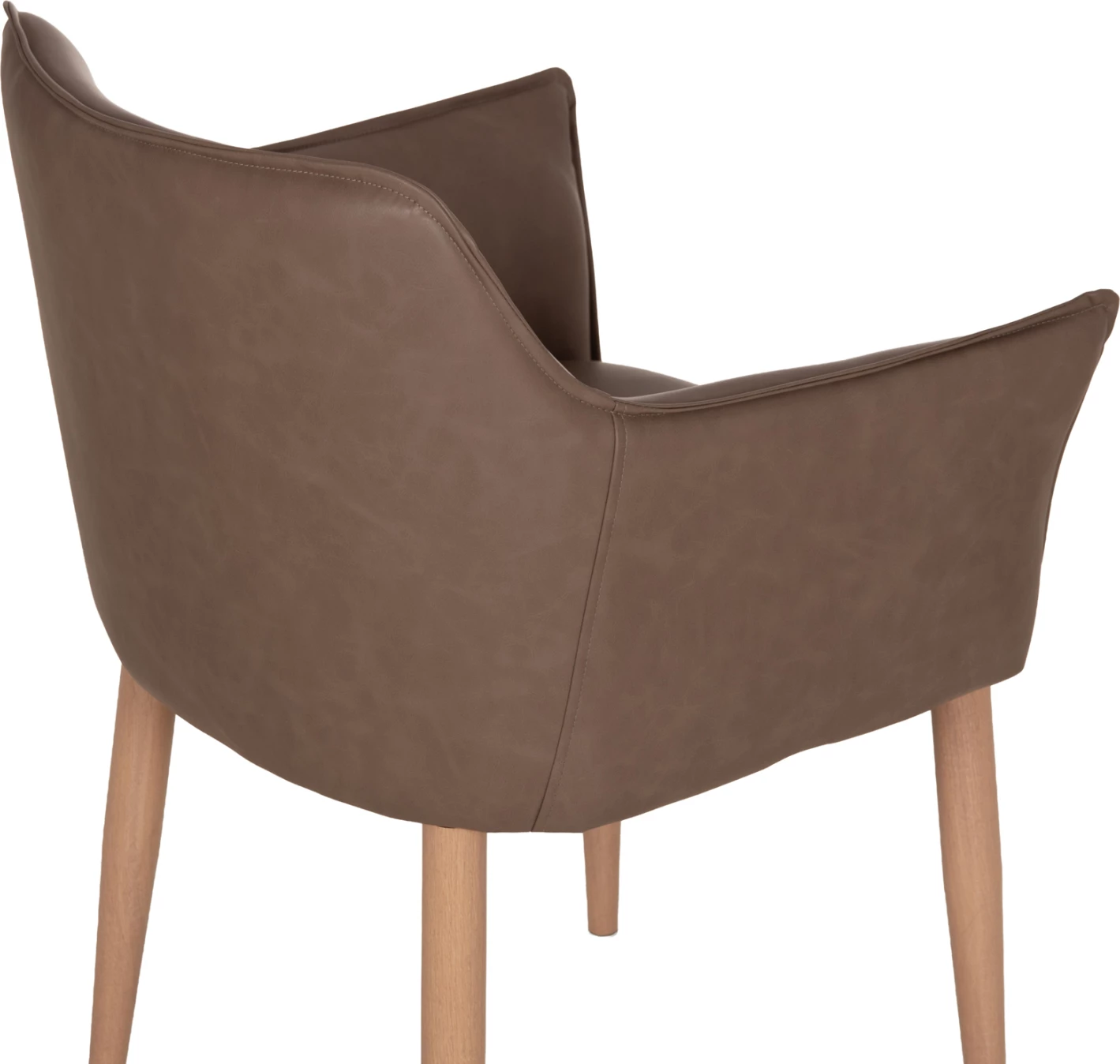 Set 2 copë karrige për ngrënie MELL FH18417.02, lëkurë PU ngjyrë kafe e tymtë, këmbë metalike efekt dru, 56x54x76 cm