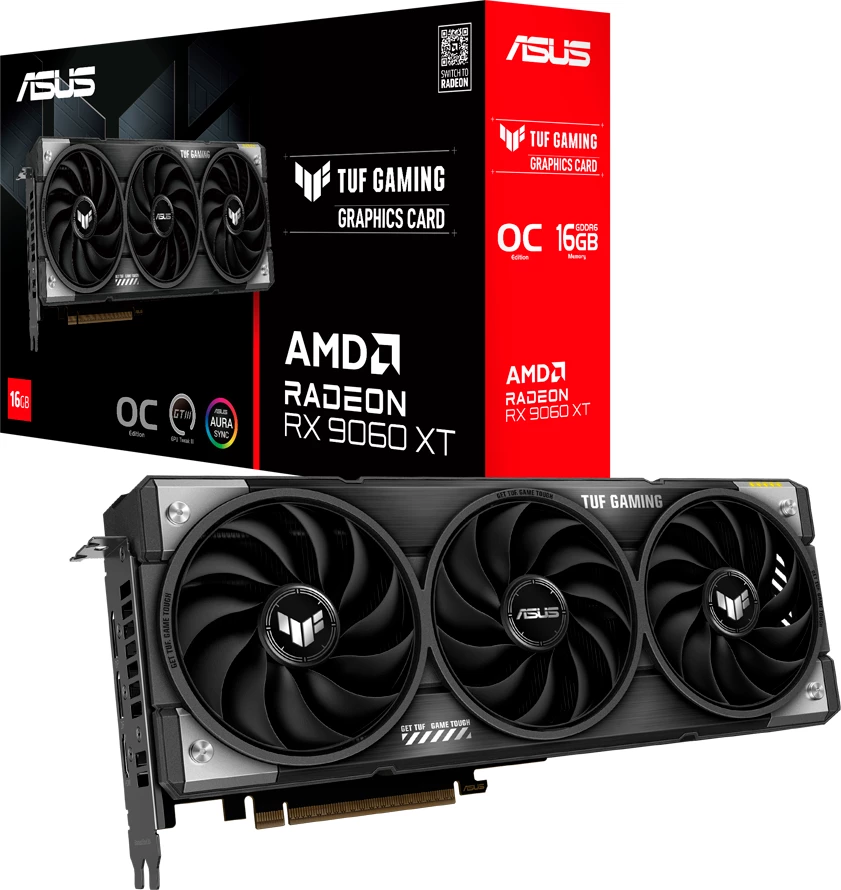 Kartelë grafike ASUS TUF Gaming Radeon RX 9060 XT OC Edition 16GB GDDR6 PCIe 5.0 (TUF-RX9060XT-O16G-GAMING), e zezë