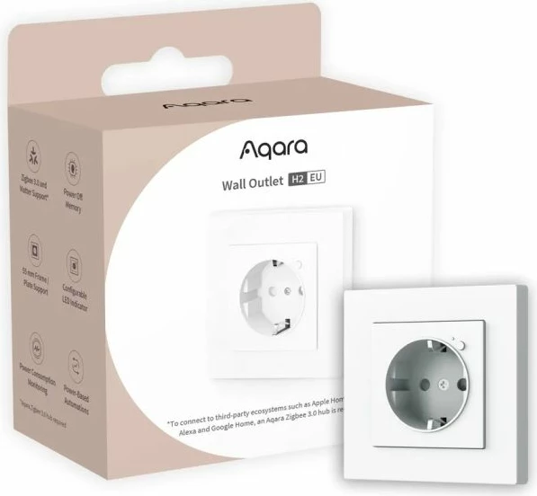 Prizë smart muri Aqara Wall Outlet H2 EU WP-P01D, Zigbee, 16A, e bardhë, 1 copë
