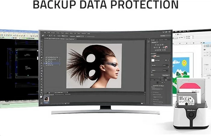 Stacion docking Qoltec 50309, HDD SSD 2.5" 3.5", USB 3.0, Bardhë