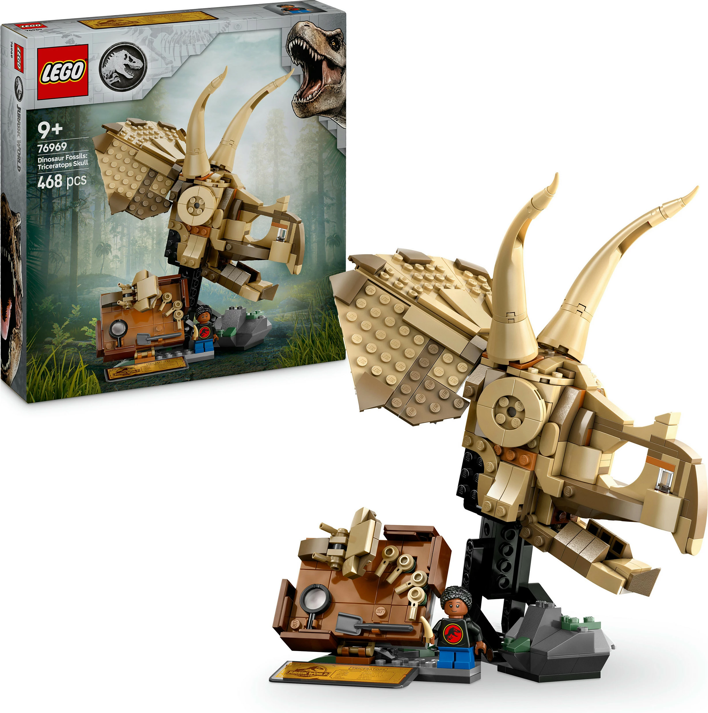 Set ndërtimi LEGO Jurassic World 76969, fosili i Triceratopsit, 468 pjesë, multikolor