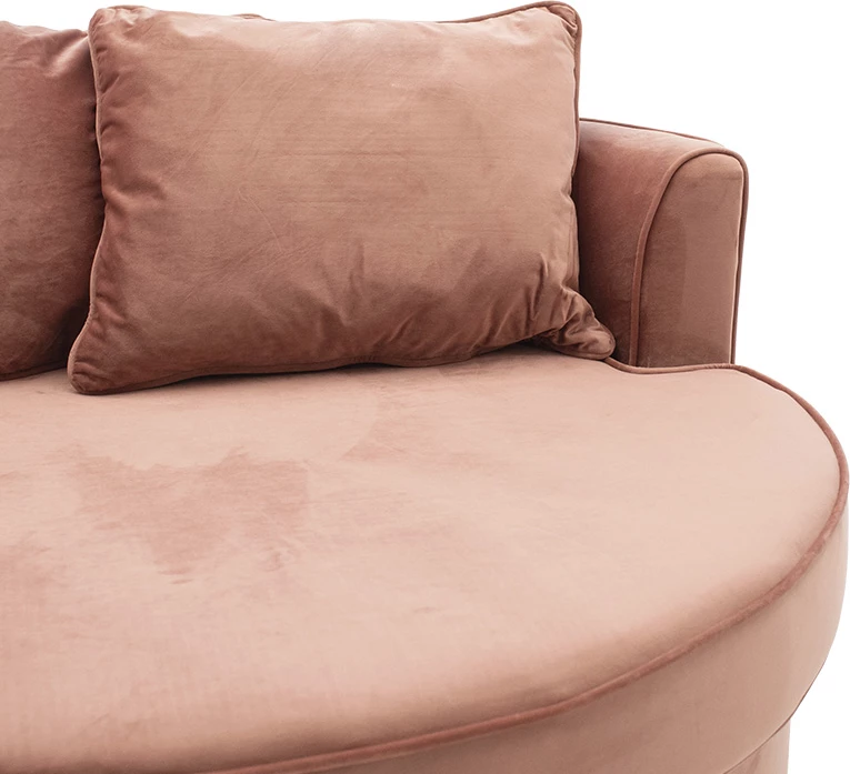 Fotel-sofë rrethore, kadife, ngjyrë mollë e kalbur, 123x120x85cm