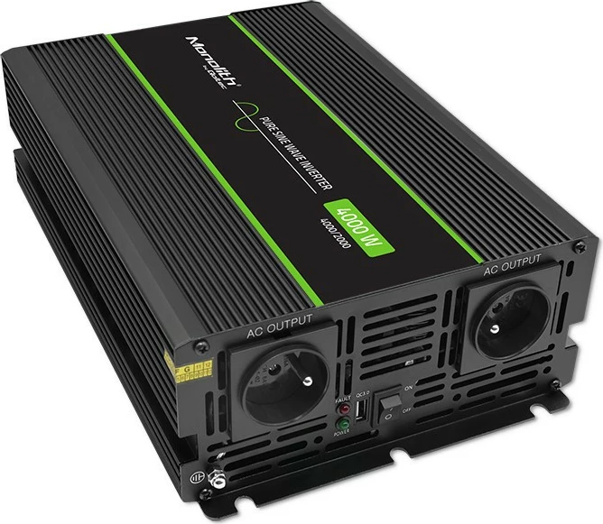 Konvertues voltazhi Qoltec Monolith 51935, 2000W/4000W, 12V në 230V, Pure Sine Wave, Grafit
