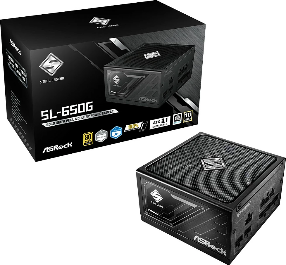 Furnizues energjie ASRock Steel Legend SL-650G 650W, full modular, 80+ Gold, e zezë