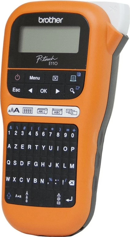 Printer etiketa Brother PT-E110, QWERTY, 180x180 DPI, portokalli