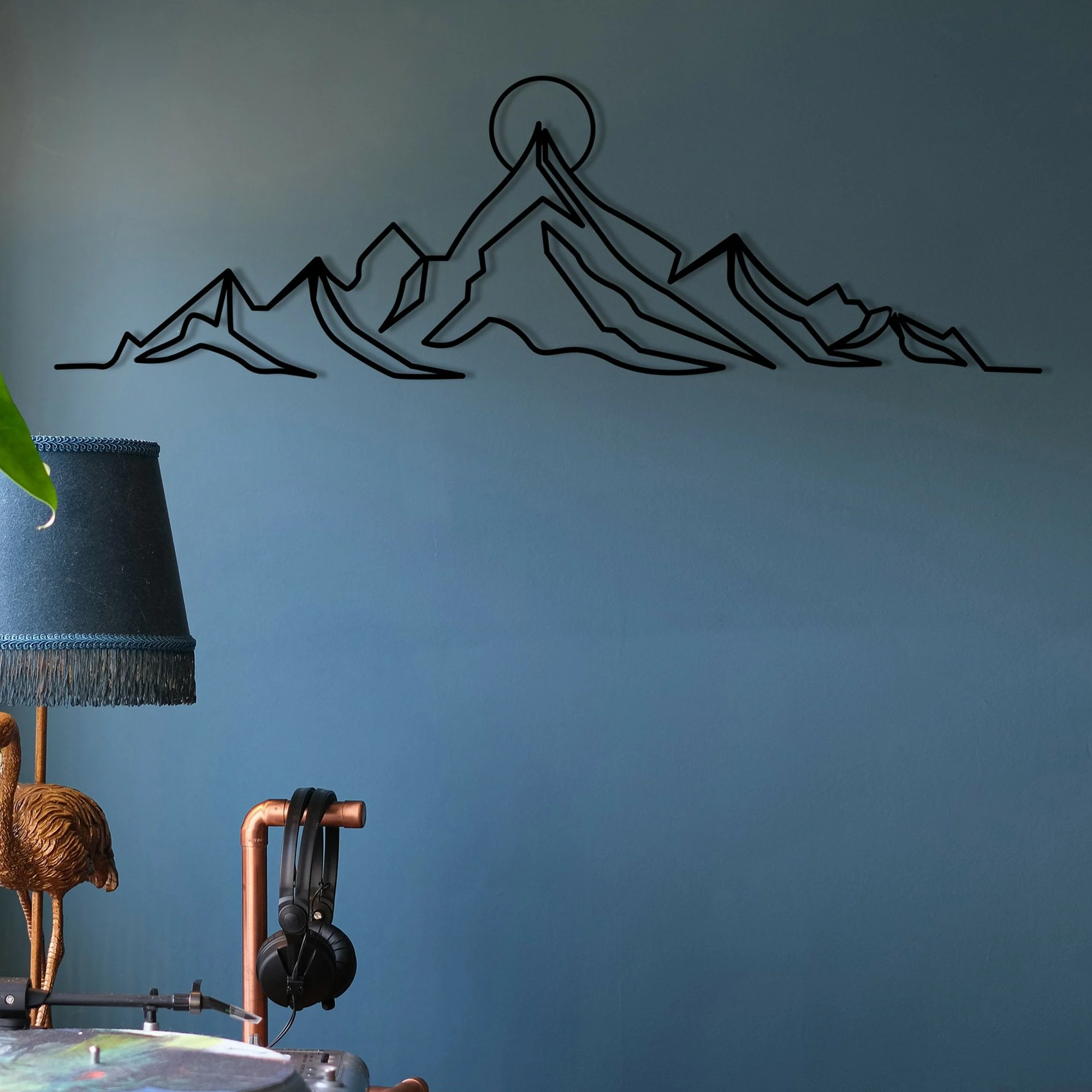 Aksesor dekorativ metalik për mur, Wallity Everest, ngjyrë e zezë, 119.5x37cm