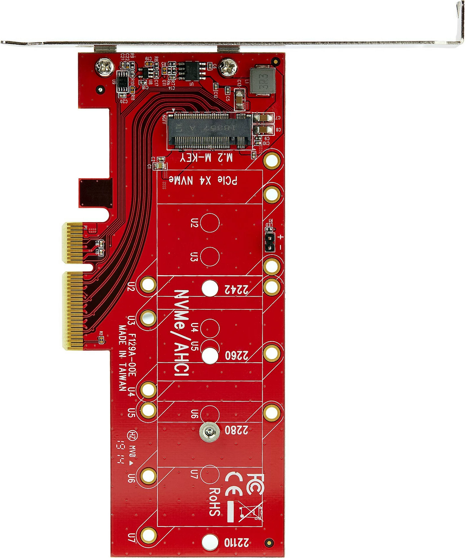 Adapter PCIe në M.2 NVMe SSD StarTech PEX4M2E1, PCIe 3.0 x4, full-height/low-profile, i kuq