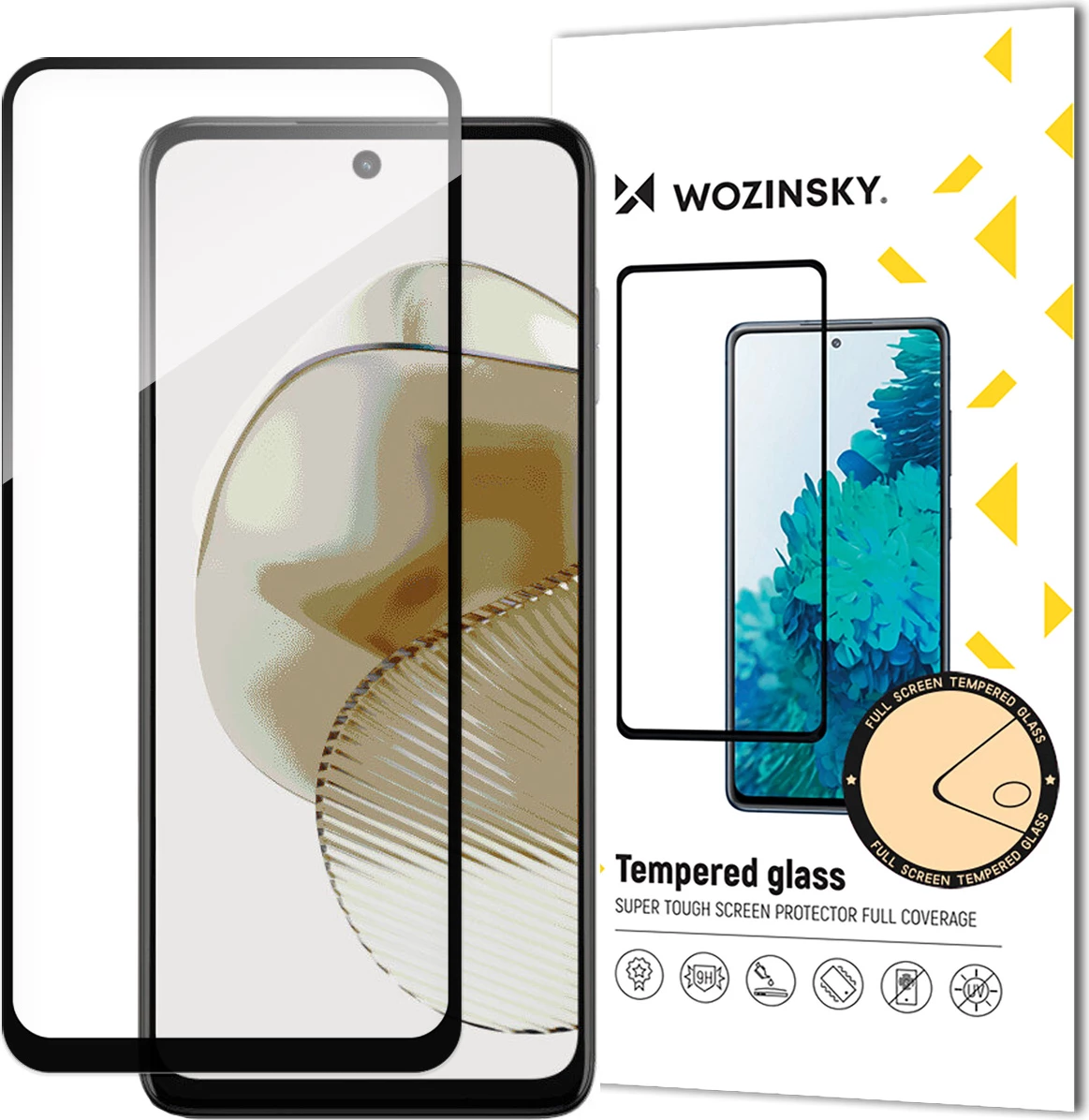 Xham i temperuar Wozinsky Full Glue për Motorola Moto G73, me kornizë, zi