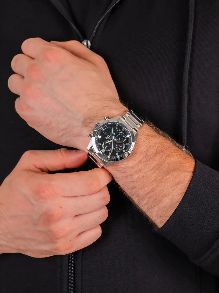 Orë dore Edifice EFR-571D-1AV, e argjendtë/zezë
