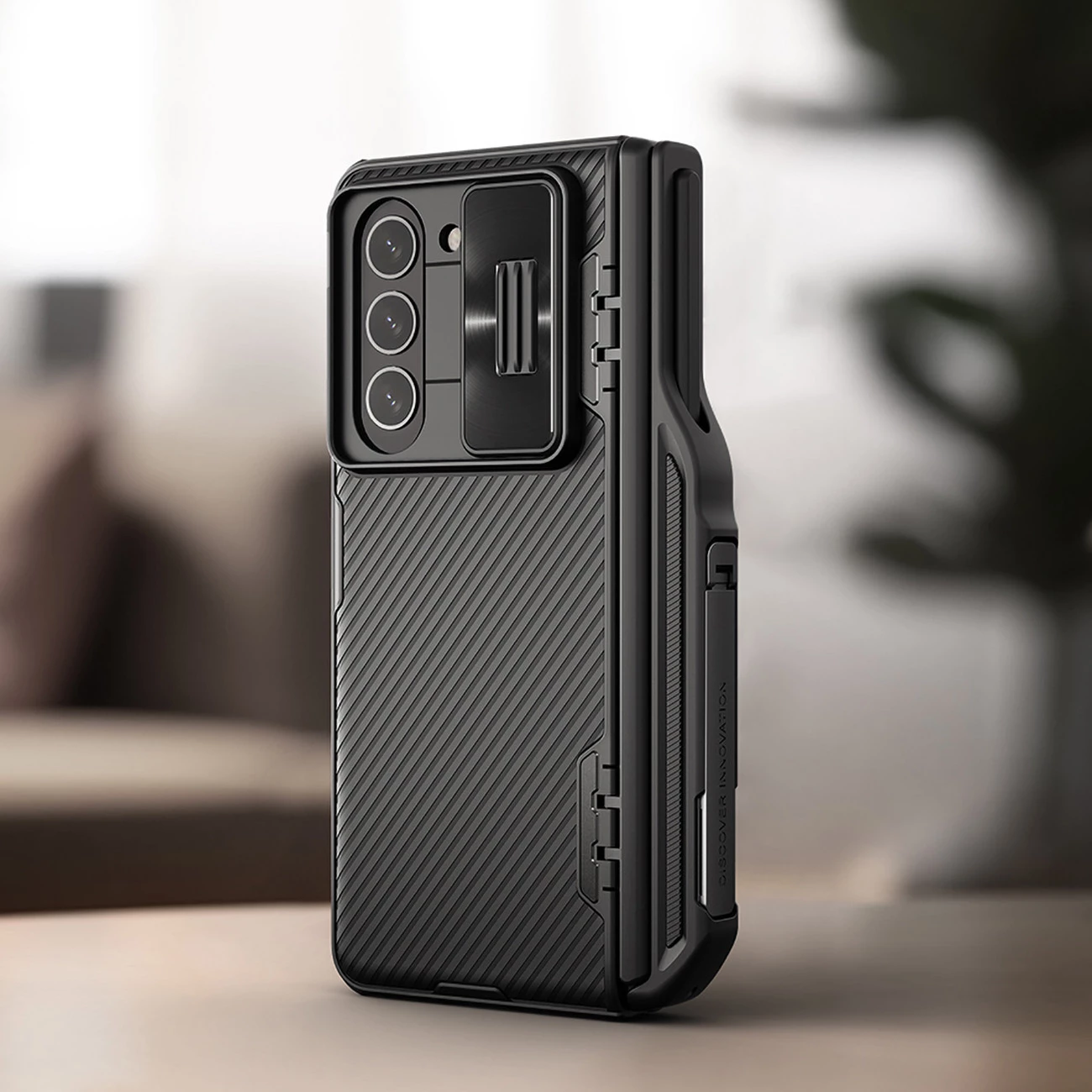 Mbështjellës Nillkin CamShield Fold Case për Samsung Galaxy Z Fold 5, me mbajtëse për stilolaps, e zezë