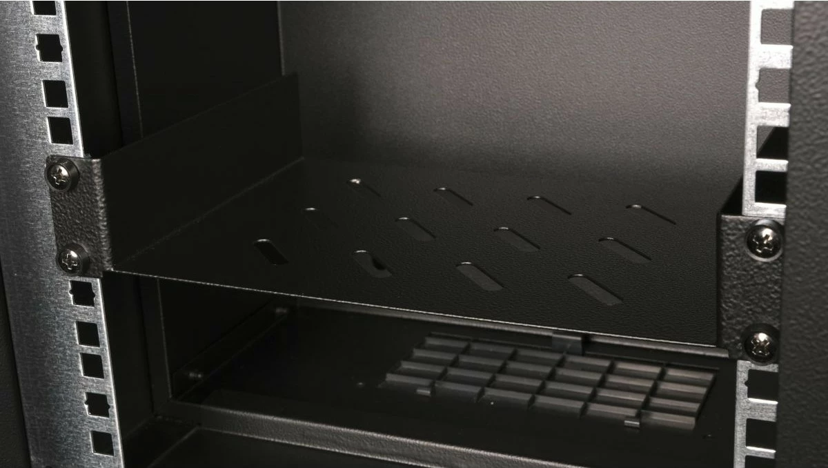 Raft fiks për rack Equip 1U, 150mm, 100kg, zi, 19 inch