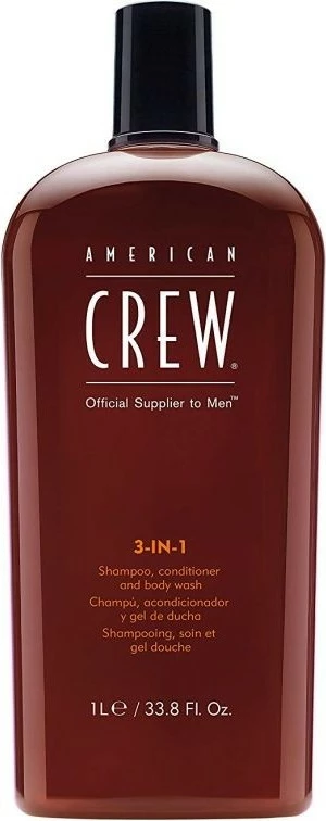 Shampon, kondicioner, xhel për dush për burra American Crew 3in1, 1000ml
