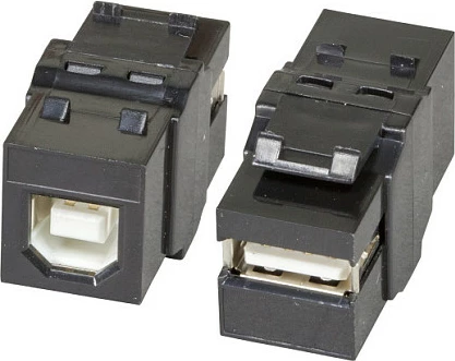Adapter Snap-In USB 2.0 EFB Elektronik, A femër në B femër, i zi