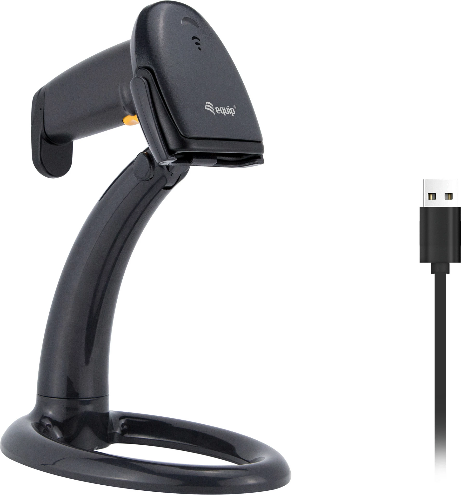 Skaner barkodi EQUIP 1D USB me mbajtëse, 1.8 m kabllo, i zi