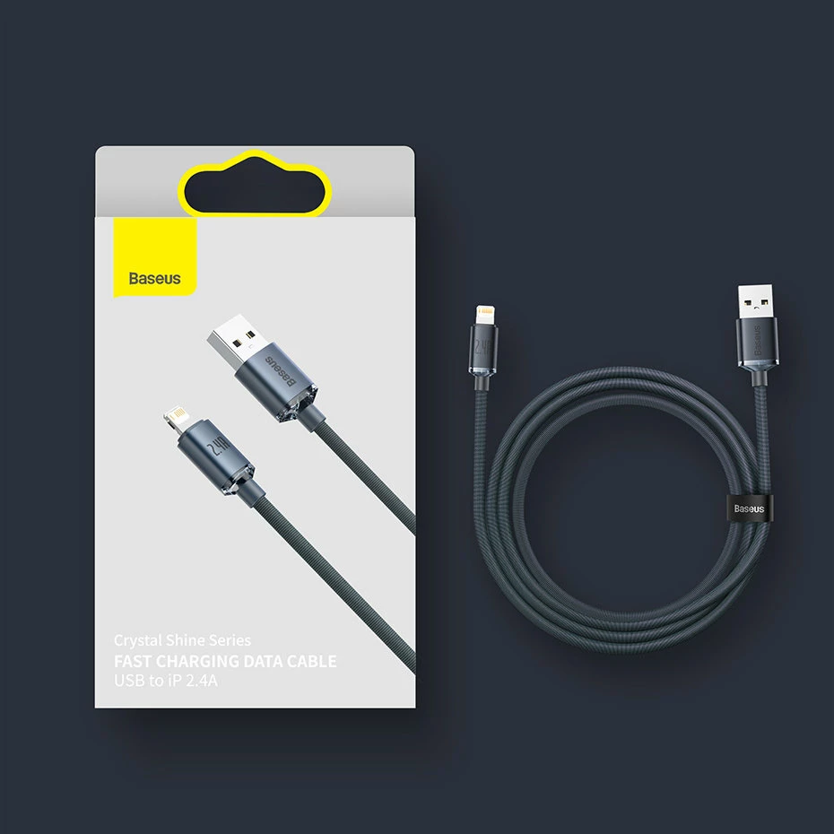 Kabllo Baseus Crystal Shine, USB-A në Lightning, 1.2m, 2.4A, Kaltër