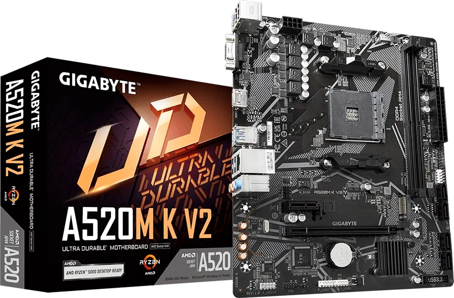 Pllakë amë GIGABYTE A520M K V2 AM4 mATX, 2x DDR4, 1x M.2, 4x SATA, HDMI, GLAN