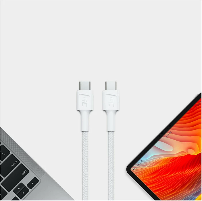 Kabllo USB-C Green Cell, USB-C në USB-C, 30cm, USB PD 60W, e bardhë