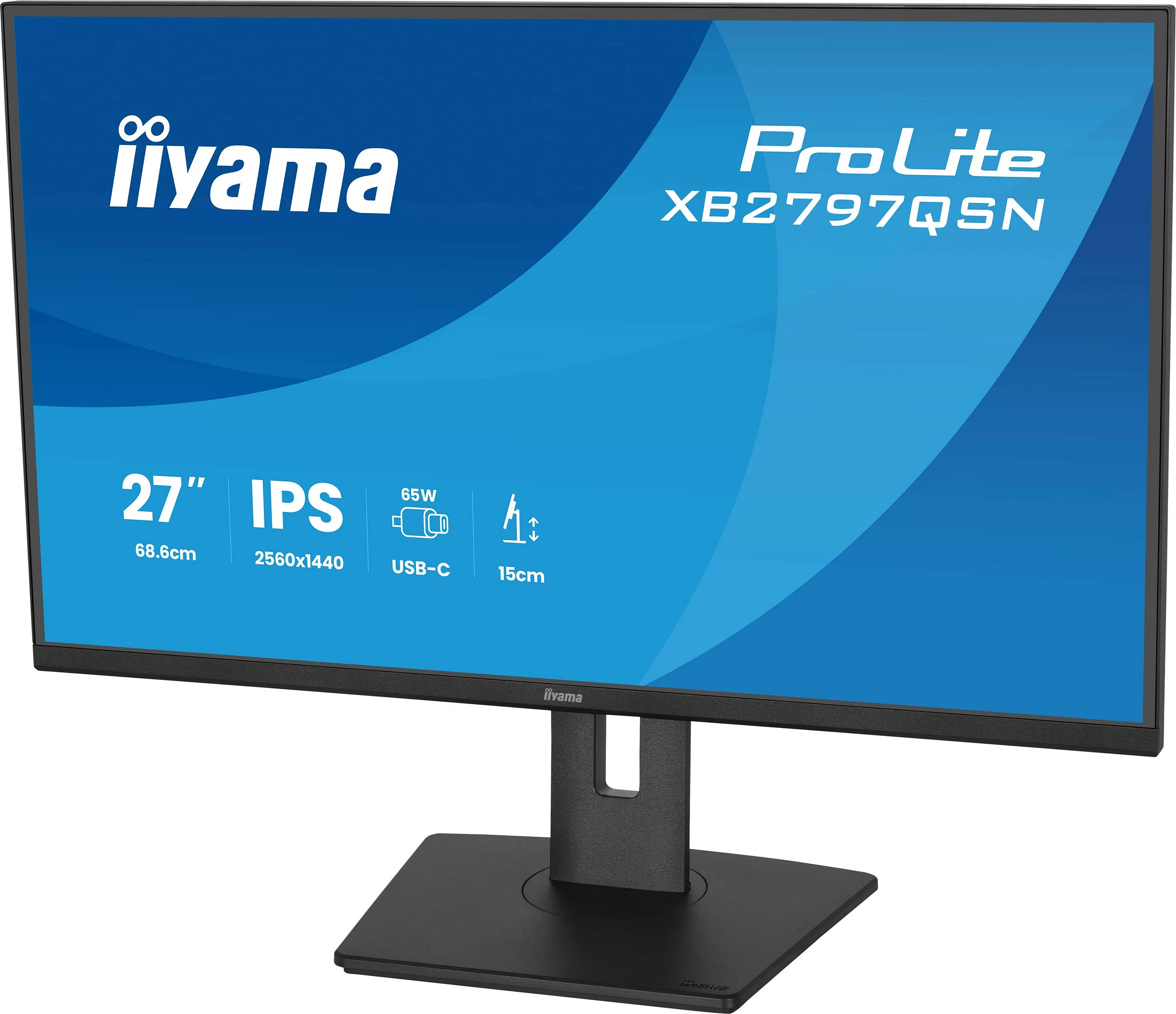 Monitor iiyama ProLite XB2797QSN-B1, 27", IPS, QHD 2560x1440, USB-C 65W, i zi