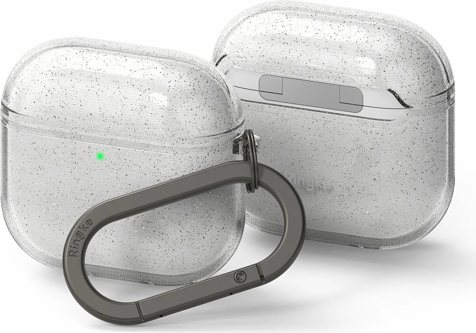Mbështjellës Ringke Air për Apple AirPods 4, Transparent Glitter, me karabiner