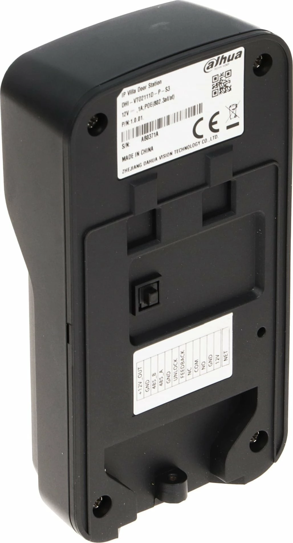 Panel interfoni Dahua VTO2111D-P-S3 2MP PoE me lexues MIFARE RFID, IP65, grafit