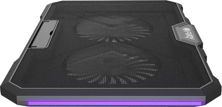 Stand ftohës laptop Natec Fury Gunbai G3 NFC-2375, për 14.1-17.3 inch, 2 fansa 120 mm, RGB, hub USB 2 porta, rregullim shpejtësie dhe 5 nivele, e zezë