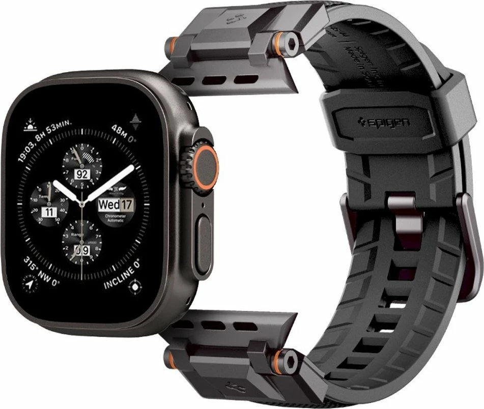 Kornizë mbrojtëse me rrip për Smartwatch Spigen DuraPro Armor, për Apple Watch 6/7/8/9/10/SE/Ultra 1/2 44/45/46/49 mm, e zezë