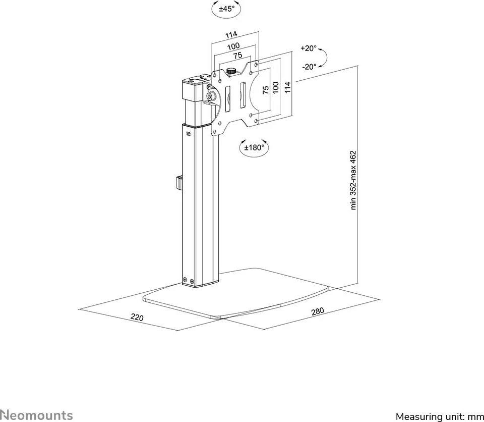 Mbajtës monitori Newstar Neomounts FPMA-D865BLACK, 10-32 inç, gas spring, i zi