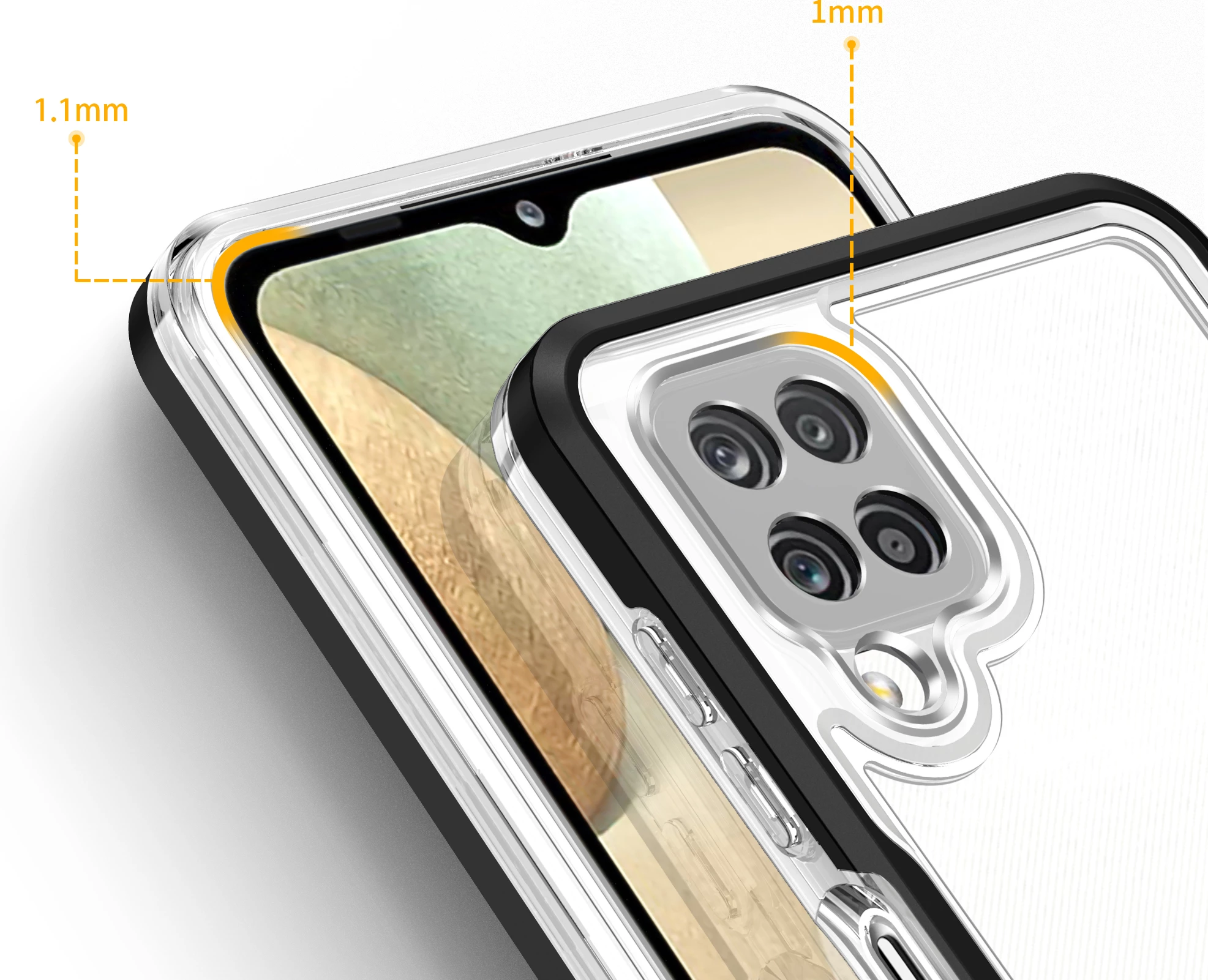 Mbështjellës Hurtel Hybrid Armor Clear 3 in 1 për Samsung Galaxy A22, i zi/transparente