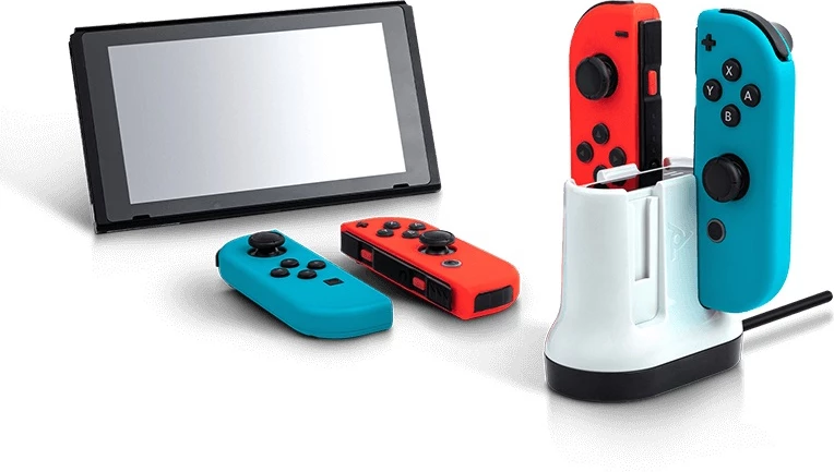 Stacion karikimi PDP Joy-Con Charging Shuttle, për Nintendo Switch, 4x Joy-Con, USB kabllo 5 m, Bardhë/zezë