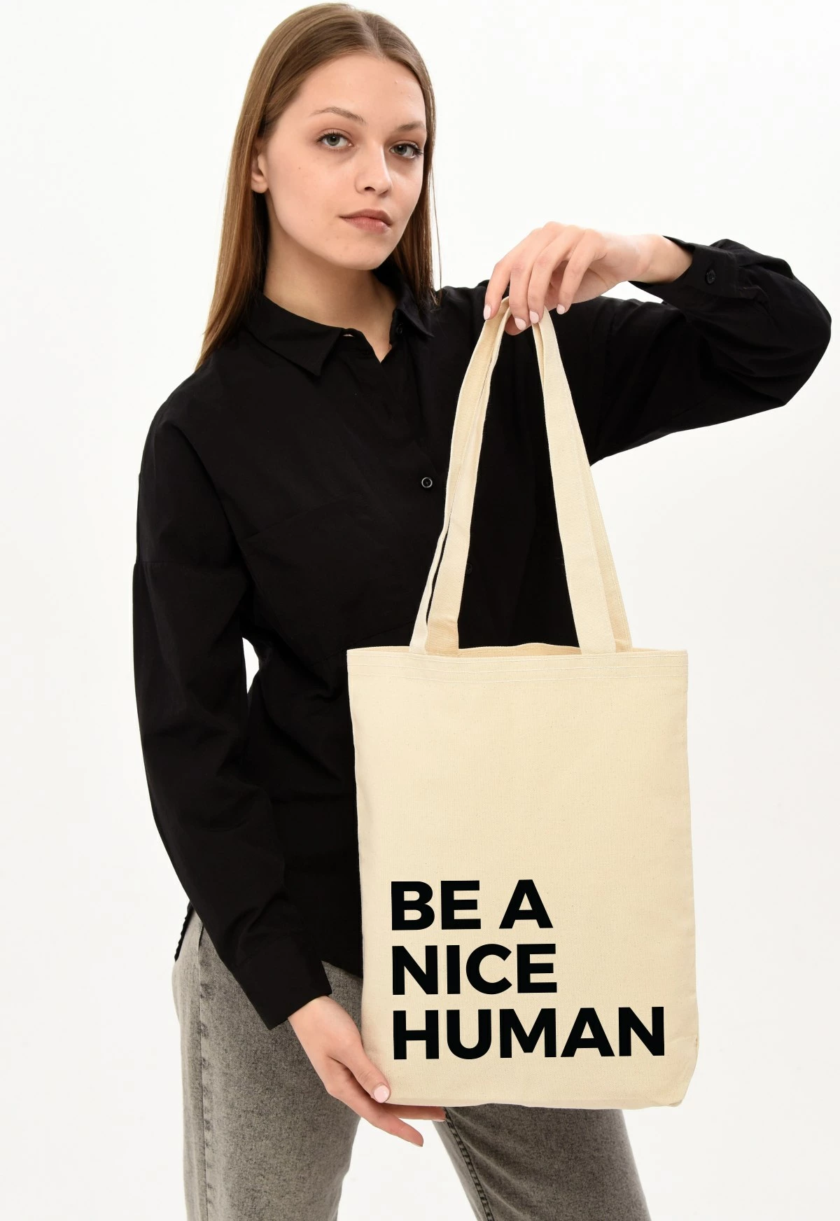 Qese tote Zoozie Bags, krem, 35x40x8cm