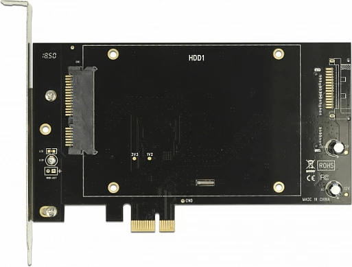 Kartë zgjerimi PCIe DeLOCK, PCIe x1 2.0, 2x SATA për HDD/SSD, e brendshme, e zezë
