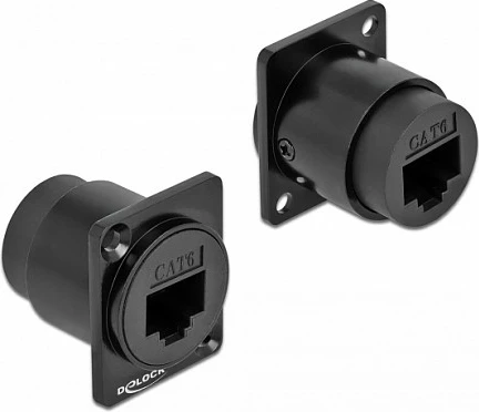 Modul D-Type RJ45 Cat6 DeLOCK, femër-femër, i zi